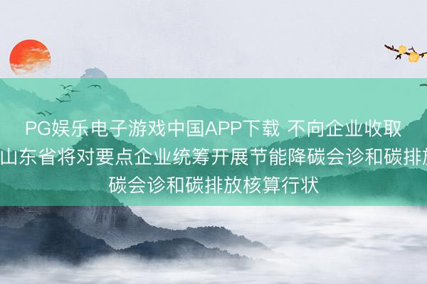 PG娱乐电子游戏中国APP下载 不向企业收取行状用度! 山东省将对要点企业统筹开展节能降碳会诊和碳排放核算行状