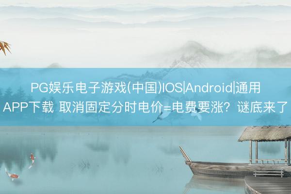 PG娱乐电子游戏(中国)IOS|Android|通用APP下载 取消固定分时电价=电费要涨？谜底来了